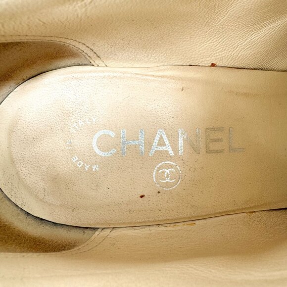 Chanel CC Cap Toe Ankle Booties Size 38.5 US 7.5-8 Black Beaded High Heel Boot - Picture 16 of 16